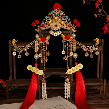 Kovana zlitina: korona za kosu s klipom, ručno rađeno, stil Dinastije Han, svečani dodatak za kosu