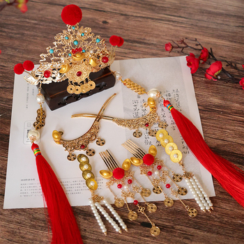 Kovana zlitina: korona za kosu s klipom, ručno rađeno, stil Dinastije Han, svečani dodatak za kosu