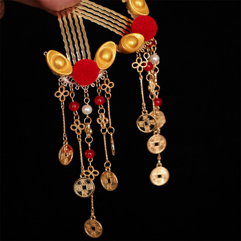 Kovana zlitina: korona za kosu s klipom, ručno rađeno, stil Dinastije Han, svečani dodatak za kosu