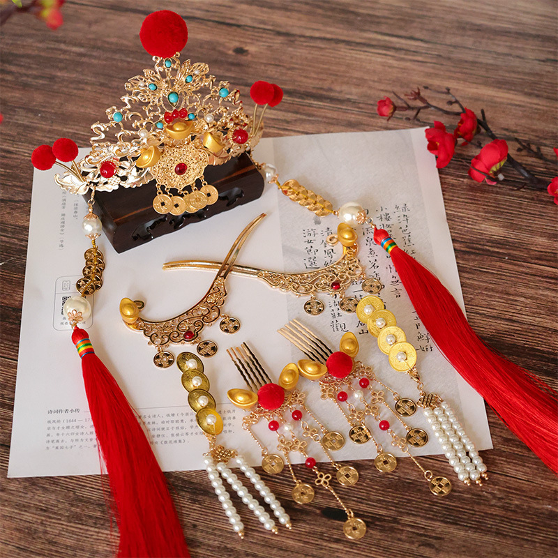 Kovana zlitina: korona za kosu s klipom, ručno rađeno, stil Dinastije Han, svečani dodatak za kosu