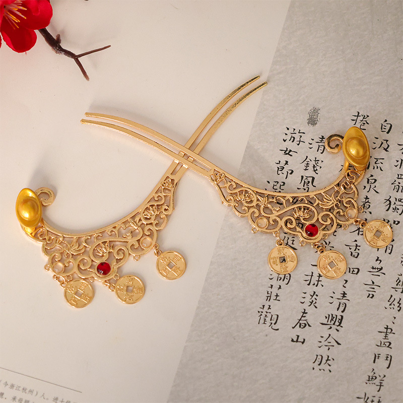 Kovana zlitina: korona za kosu s klipom, ručno rađeno, stil Dinastije Han, svečani dodatak za kosu