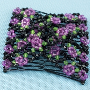 Clip de păr cu fluture din mărgele, elastice, design romb, lucrat manual, cristale, plastic/rasină