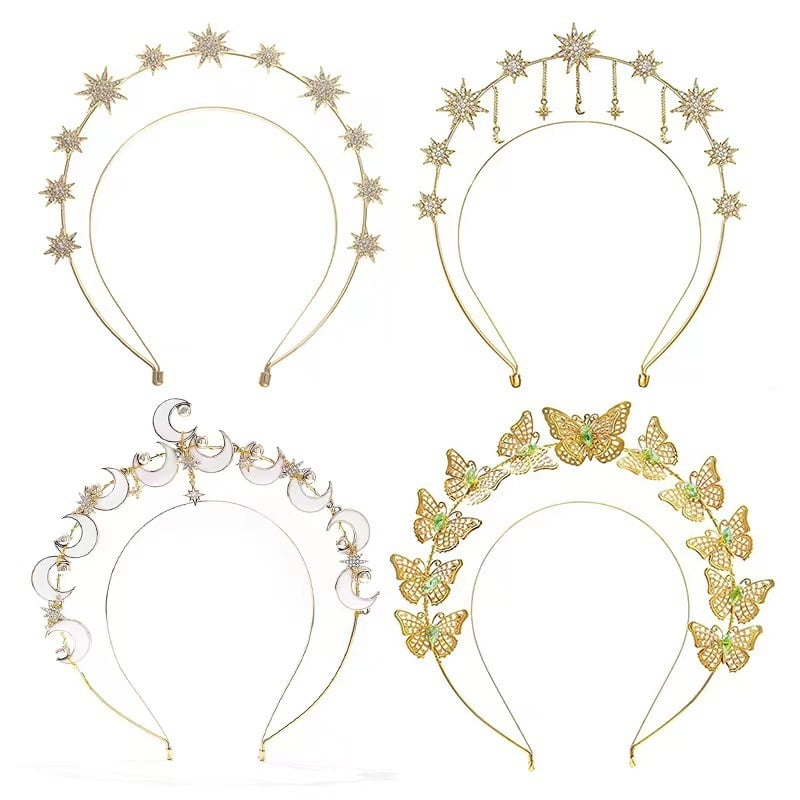 Headpiece od legure, ručna izrada, ženski stil, nevini halo dizajn, za plesne nastupe