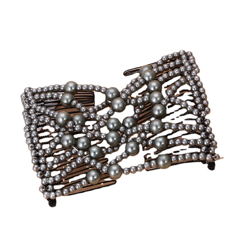 Aliuminio plaukų šukė su perlų dekoracijomis, moterų šukuosenoms, rombo dizainas, pynimo apdaila