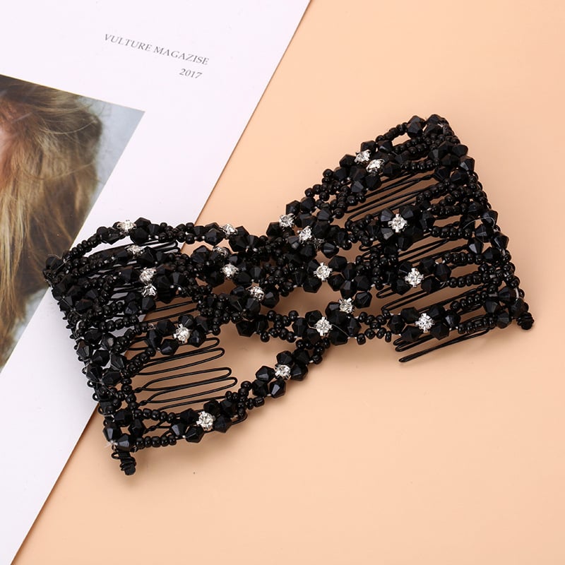 Aliuminio plaukų šukė su perlų dekoracijomis, moterų šukuosenoms, rombo dizainas, pynimo apdaila