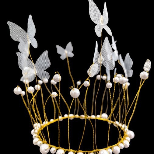 Krona za glavu s perlama, ručna izrada, mliječnobijeli kristal, stil internetske zvijezde, žene