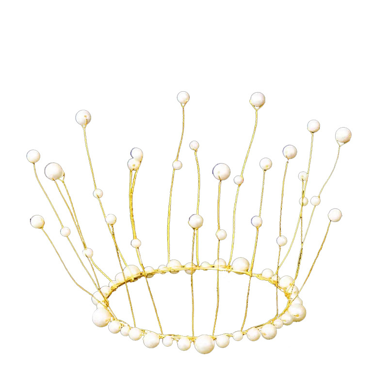 Krona za glavu s perlama, ručna izrada, mliječnobijeli kristal, stil internetske zvijezde, žene