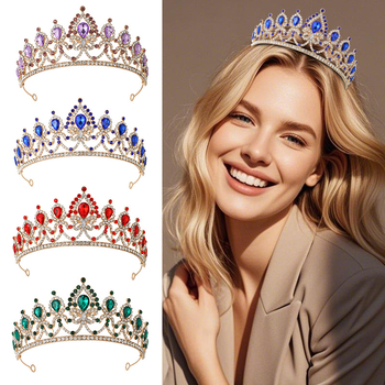 Diadem – Barokni stil s bijelim kristalima, dijamantno obrađena, od legure