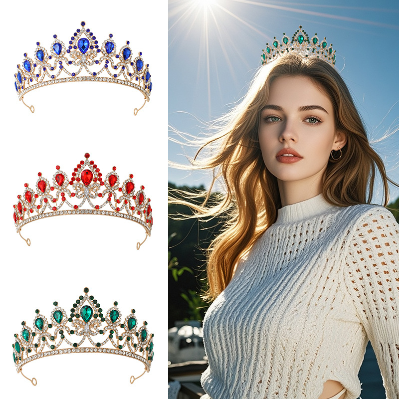 Diadem – Barokni stil s bijelim kristalima, dijamantno obrađena, od legure