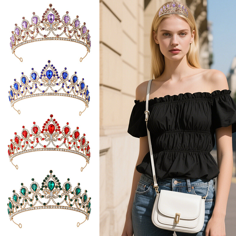 Diadem – Barokni stil s bijelim kristalima, dijamantno obrađena, od legure