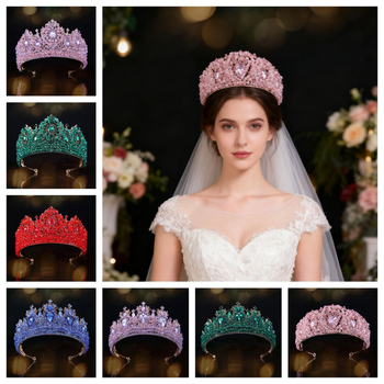 Νυφική τιάρα σε ευρωπαϊκού παλατιού στυλ με λευκά κρύσταλλα, κράμα Κ-9, ηλεκτροπλατίωση