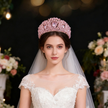 Νυφική τιάρα σε ευρωπαϊκού παλατιού στυλ με λευκά κρύσταλλα, κράμα Κ-9, ηλεκτροπλατίωση