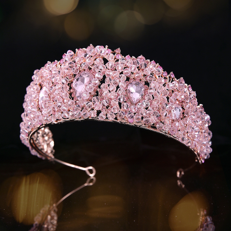 Νυφική τιάρα σε ευρωπαϊκού παλατιού στυλ με λευκά κρύσταλλα, κράμα Κ-9, ηλεκτροπλατίωση