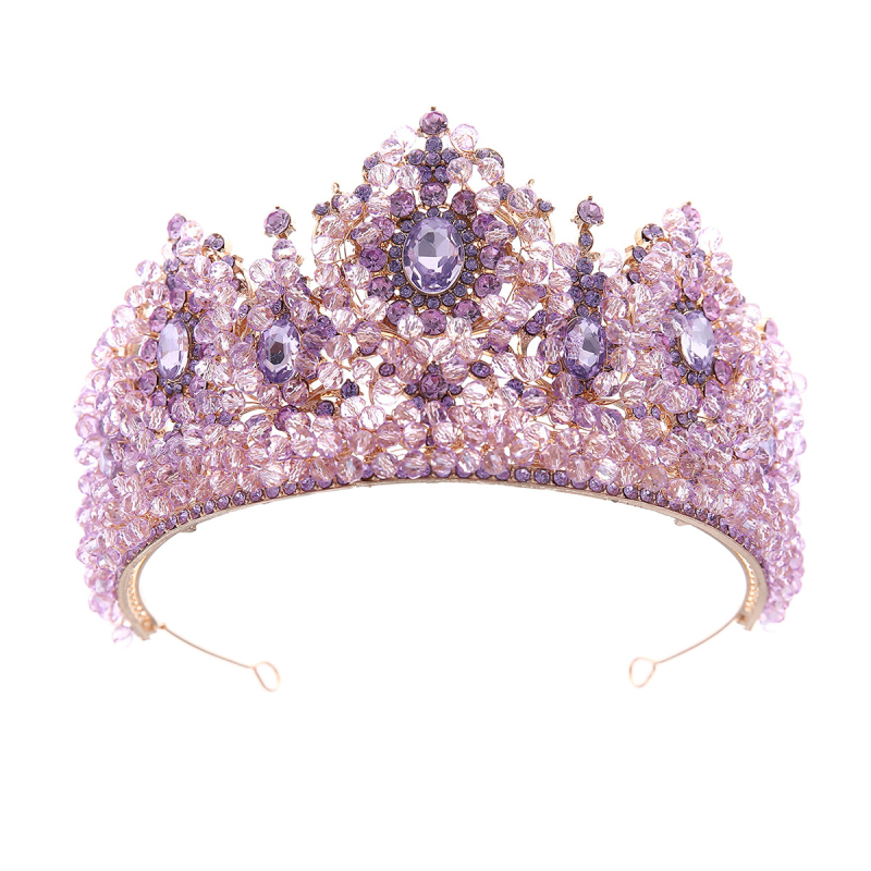 Νυφική τιάρα σε ευρωπαϊκού παλατιού στυλ με λευκά κρύσταλλα, κράμα Κ-9, ηλεκτροπλατίωση