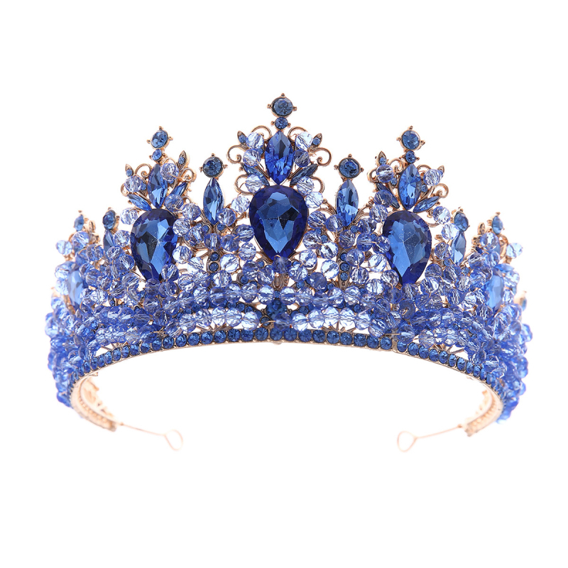 Νυφική τιάρα σε ευρωπαϊκού παλατιού στυλ με λευκά κρύσταλλα, κράμα Κ-9, ηλεκτροπλατίωση