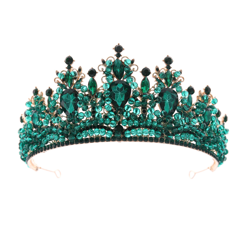 Νυφική τιάρα σε ευρωπαϊκού παλατιού στυλ με λευκά κρύσταλλα, κράμα Κ-9, ηλεκτροπλατίωση