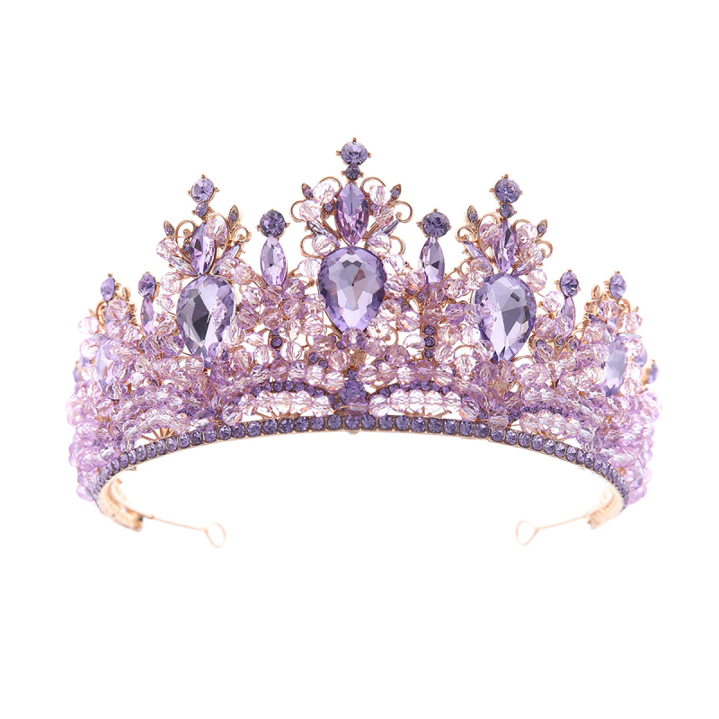 Νυφική τιάρα σε ευρωπαϊκού παλατιού στυλ με λευκά κρύσταλλα, κράμα Κ-9, ηλεκτροπλατίωση