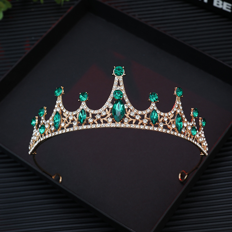 Vjenčana tiara od legure s rhinestone kristalima, 18K pozlaćeno, elektroplatiranje, ženski stil, oblik: kruna