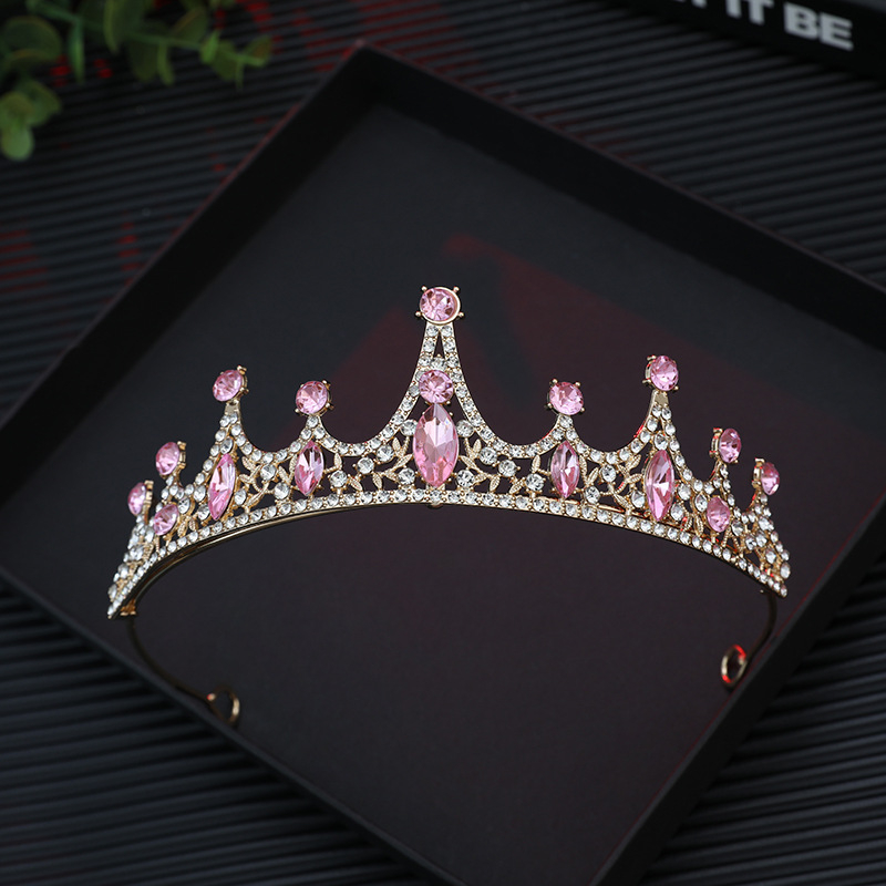 Vjenčana tiara od legure s rhinestone kristalima, 18K pozlaćeno, elektroplatiranje, ženski stil, oblik: kruna