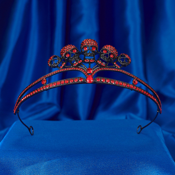 Gotijski diadem za glavu, unisex, elektroplatiranje, bijeli kristali, pojedinačno pakiranje.