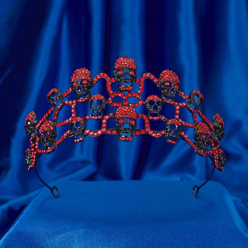 Gotijski diadem za glavu, unisex, elektroplatiranje, bijeli kristali, pojedinačno pakiranje.