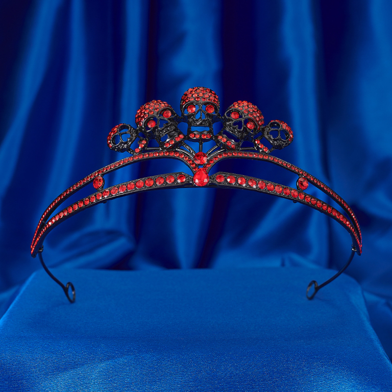 Gotijski diadem za glavu, unisex, elektroplatiranje, bijeli kristali, pojedinačno pakiranje.