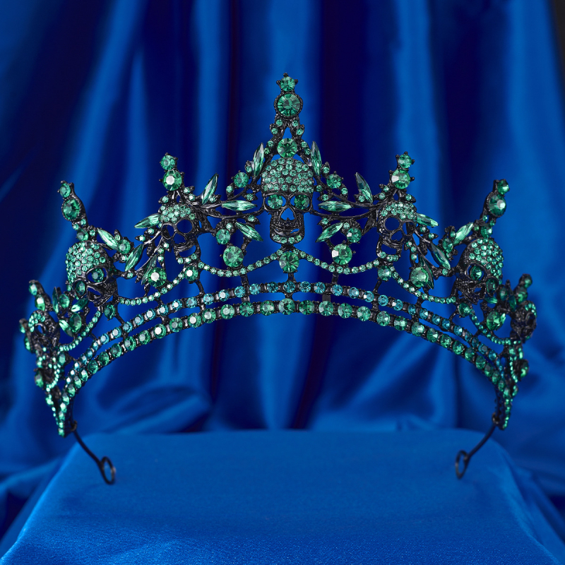 Gotijski diadem za glavu, unisex, elektroplatiranje, bijeli kristali, pojedinačno pakiranje.