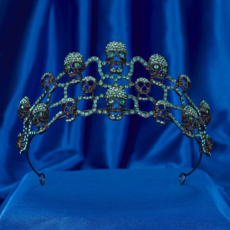 Gotijski diadem za glavu, unisex, elektroplatiranje, bijeli kristali, pojedinačno pakiranje.