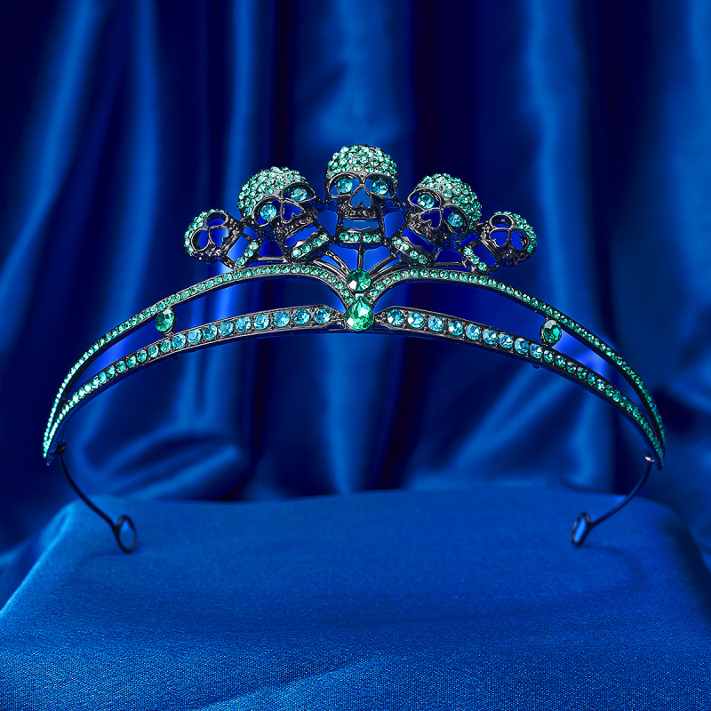 Gotijski diadem za glavu, unisex, elektroplatiranje, bijeli kristali, pojedinačno pakiranje.