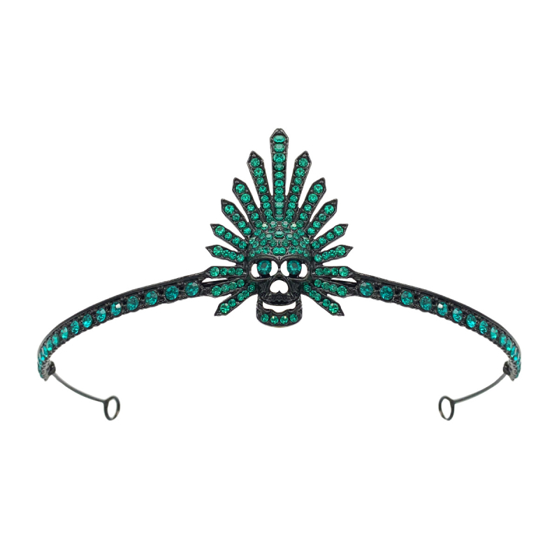 Gotijski diadem za glavu, unisex, elektroplatiranje, bijeli kristali, pojedinačno pakiranje.