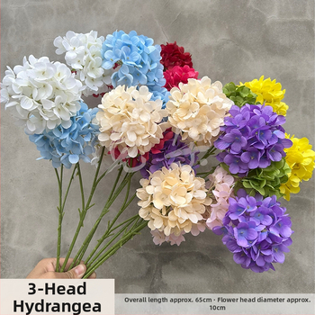 3-pealine siid hortensia kimp, käsitöödetailid, pulmadeks saali dekoreerimiseks