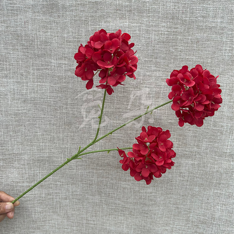 3-pealine siid hortensia kimp, käsitöödetailid, pulmadeks saali dekoreerimiseks