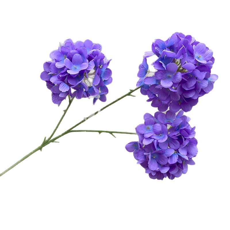 3-pealine siid hortensia kimp, käsitöödetailid, pulmadeks saali dekoreerimiseks