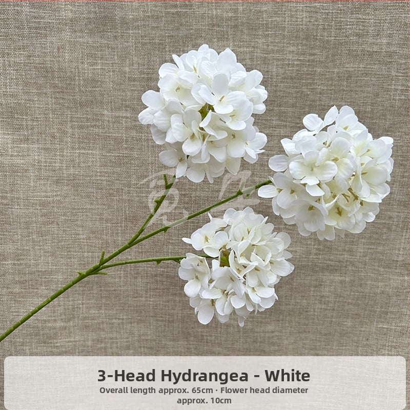 3-pealine siid hortensia kimp, käsitöödetailid, pulmadeks saali dekoreerimiseks