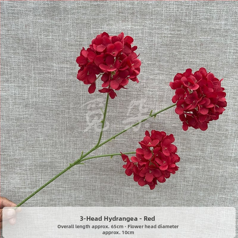 3-pealine siid hortensia kimp, käsitöödetailid, pulmadeks saali dekoreerimiseks