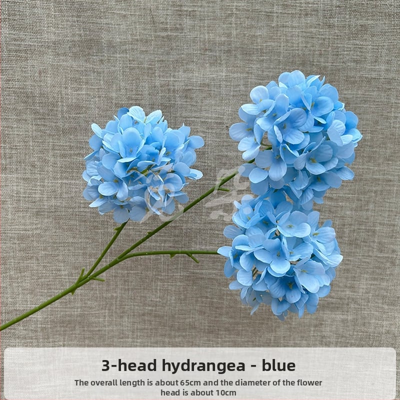 3-pealine siid hortensia kimp, käsitöödetailid, pulmadeks saali dekoreerimiseks