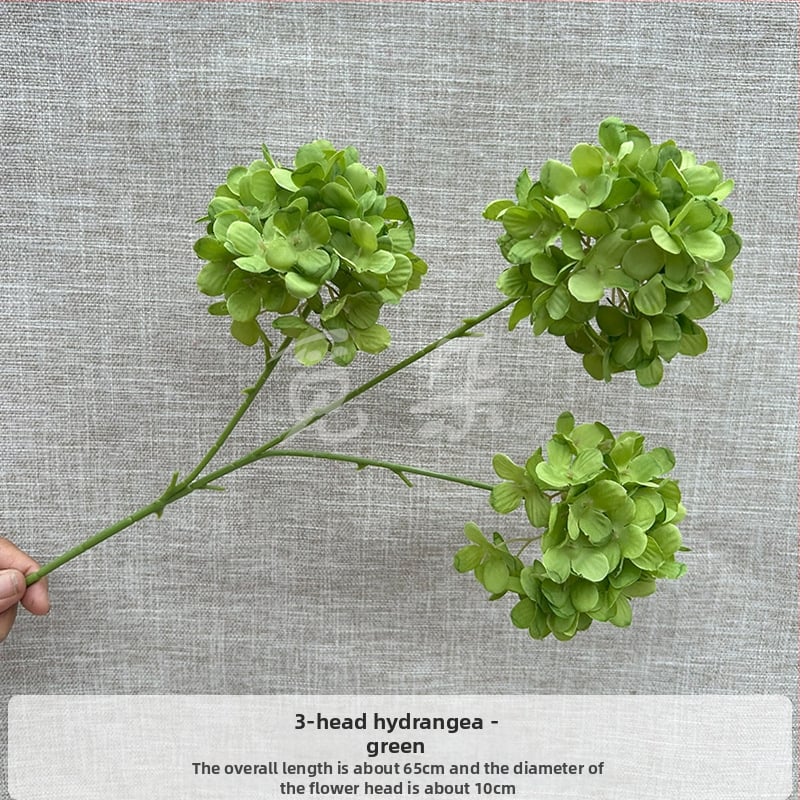 3-pealine siid hortensia kimp, käsitöödetailid, pulmadeks saali dekoreerimiseks