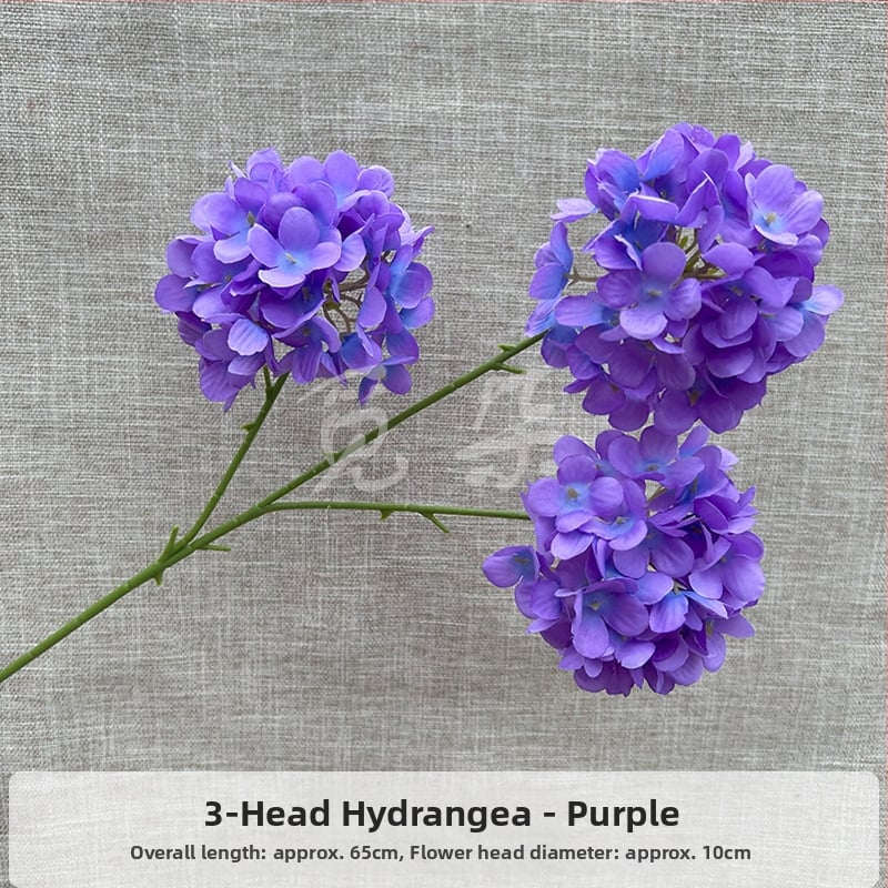 3-pealine siid hortensia kimp, käsitöödetailid, pulmadeks saali dekoreerimiseks