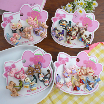 10-osaline komplekt resinist juuksekummid lastele, multikakujundusega, käsitöö, kõrge elastsus