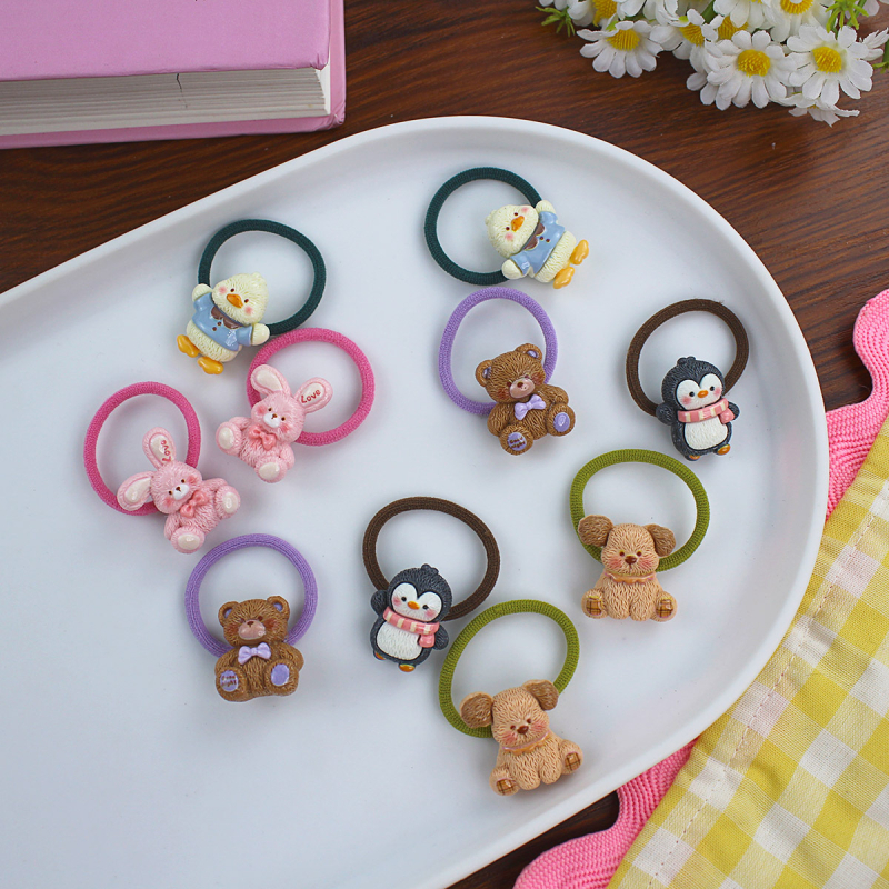 10-osaline komplekt resinist juuksekummid lastele, multikakujundusega, käsitöö, kõrge elastsus