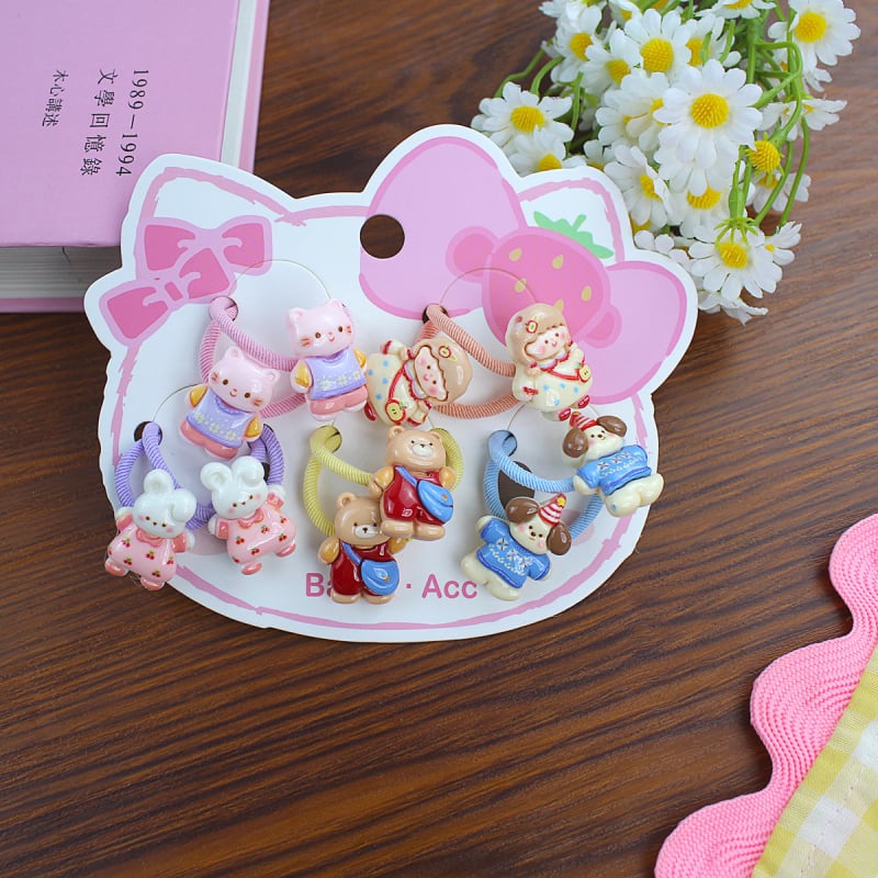 10-osaline komplekt resinist juuksekummid lastele, multikakujundusega, käsitöö, kõrge elastsus