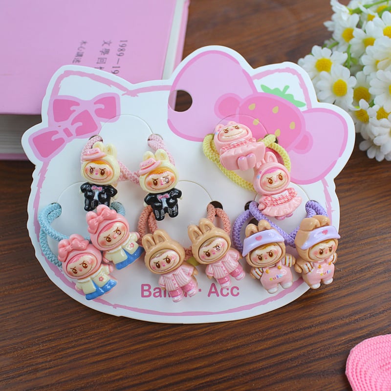 10-osaline komplekt resinist juuksekummid lastele, multikakujundusega, käsitöö, kõrge elastsus