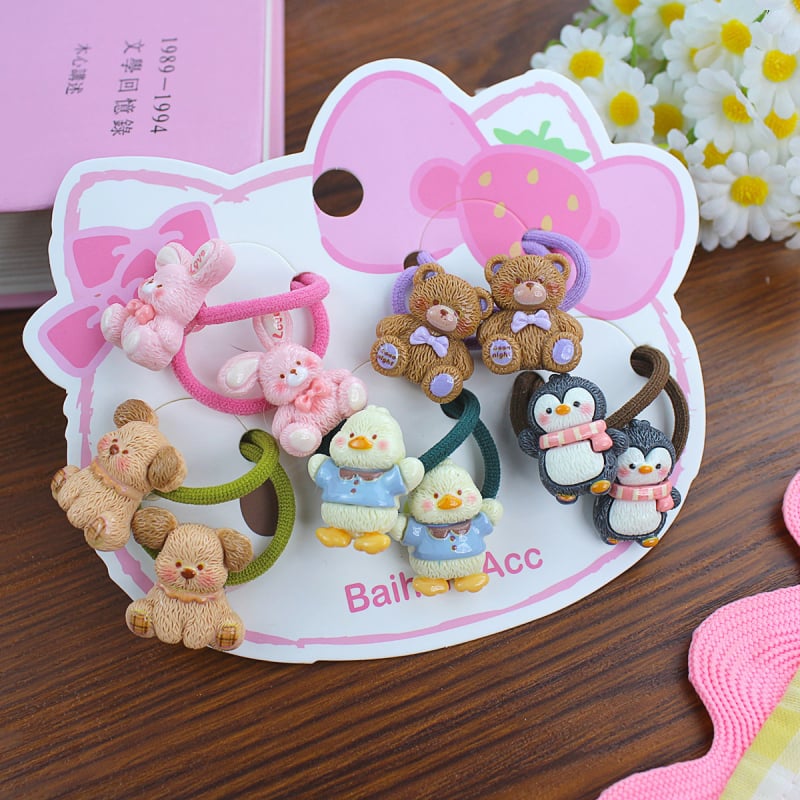 10-osaline komplekt resinist juuksekummid lastele, multikakujundusega, käsitöö, kõrge elastsus