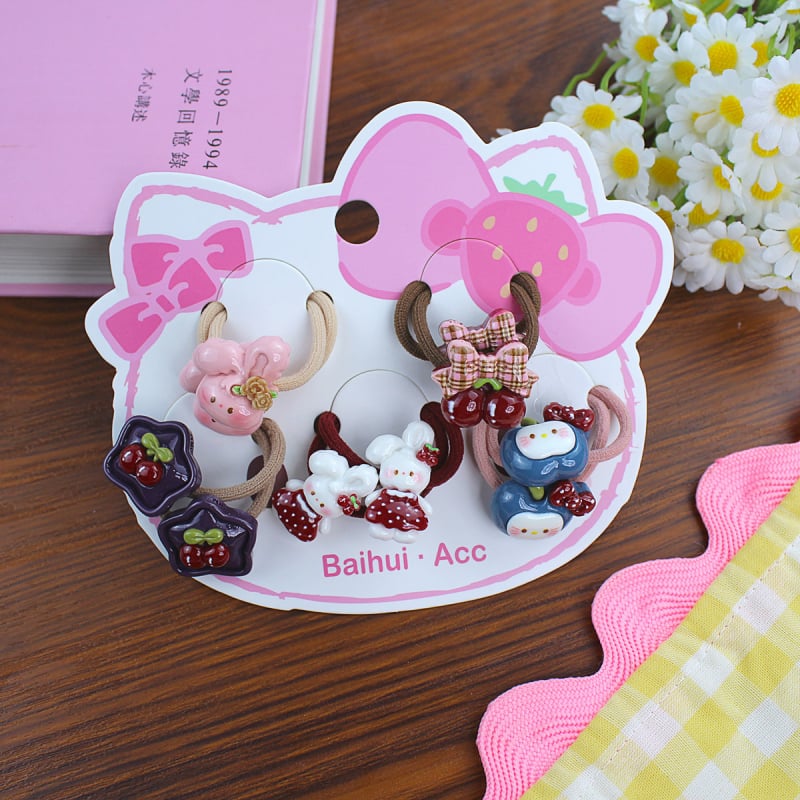 10-osaline komplekt resinist juuksekummid lastele, multikakujundusega, käsitöö, kõrge elastsus