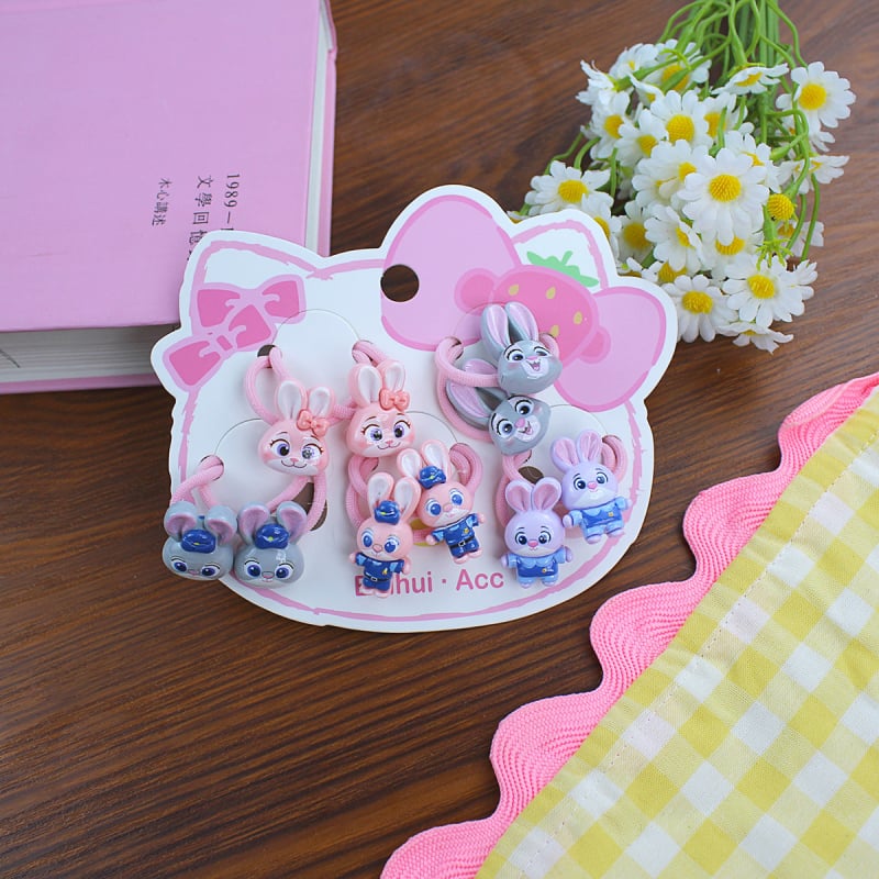 10-osaline komplekt resinist juuksekummid lastele, multikakujundusega, käsitöö, kõrge elastsus