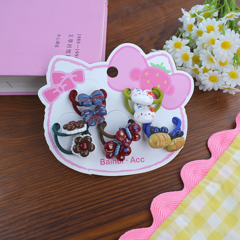 10-osaline komplekt resinist juuksekummid lastele, multikakujundusega, käsitöö, kõrge elastsus