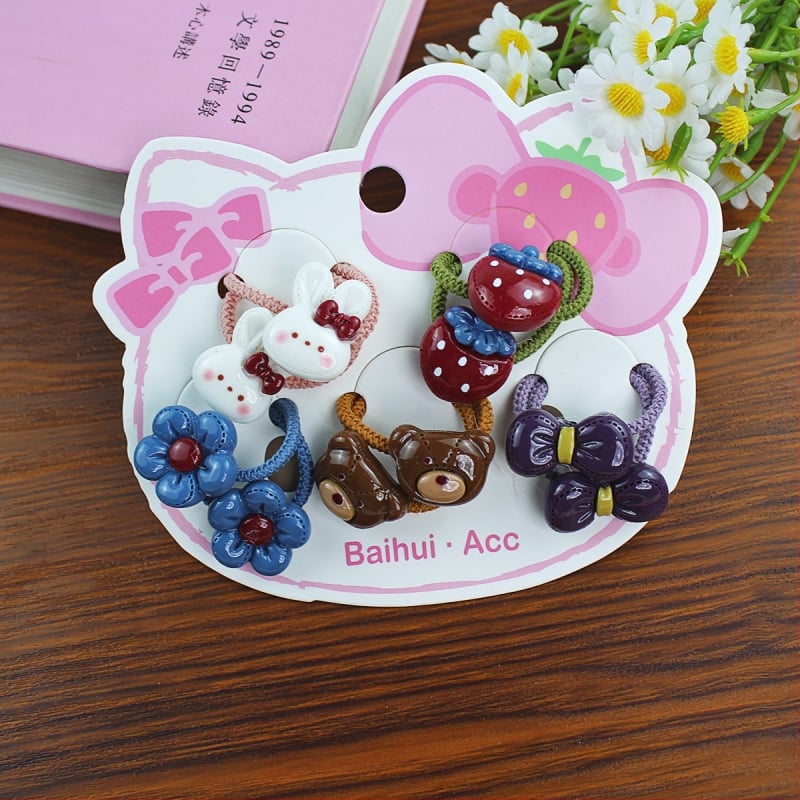 10-osaline komplekt resinist juuksekummid lastele, multikakujundusega, käsitöö, kõrge elastsus