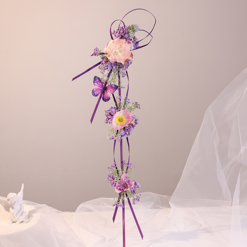 Dodaci za kosu s cvjetnim lukom u šumskom stilu, bambusovo pletenje, ručna izrada, bočni klips