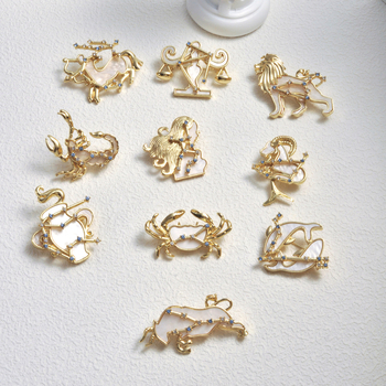 12 Zodiako ženklų serijos segtukas, lydinys, konstelacijos ir gyvūnų formos, elektroplakavimas, antiekspozicija