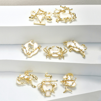 12 Zodiako ženklų serijos segtukas, lydinys, konstelacijos ir gyvūnų formos, elektroplakavimas, antiekspozicija